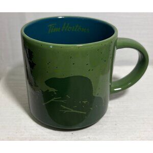 Tim Hortons Coffee Mug Green Ceramic Beaver & Forest Design Limited Edition 2017